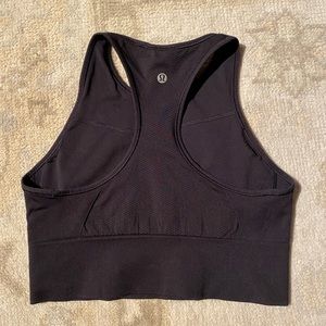 lululemon high neck seamless crop bra tank workout yoga Pilates top steel gray 8